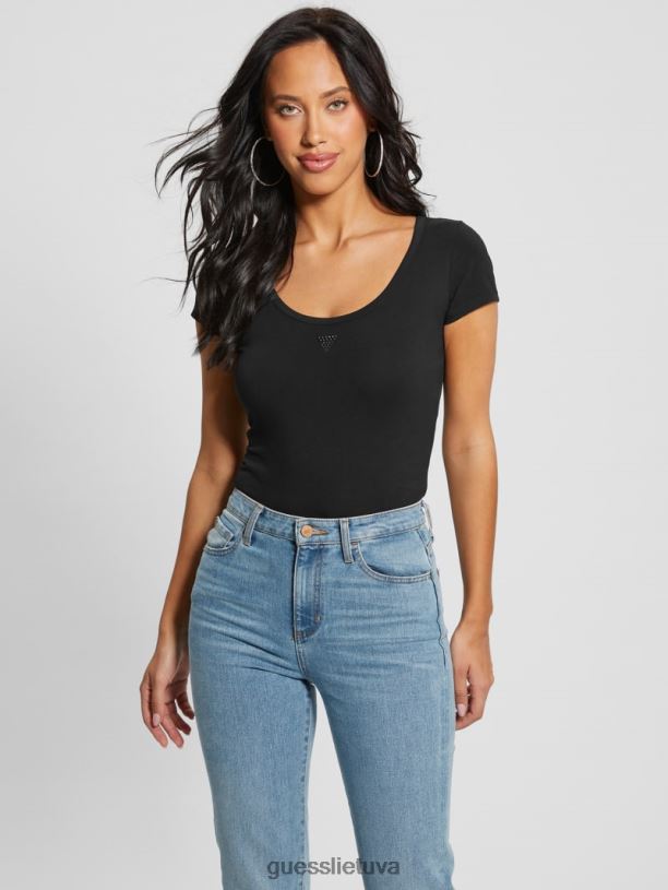 moterys GUESS 6NLN1078 drabužiai juodas ekologiškas trikampis kaušelis