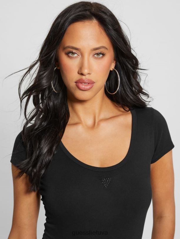 moterys GUESS 6NLN1078 drabužiai juodas ekologiškas trikampis kaušelis