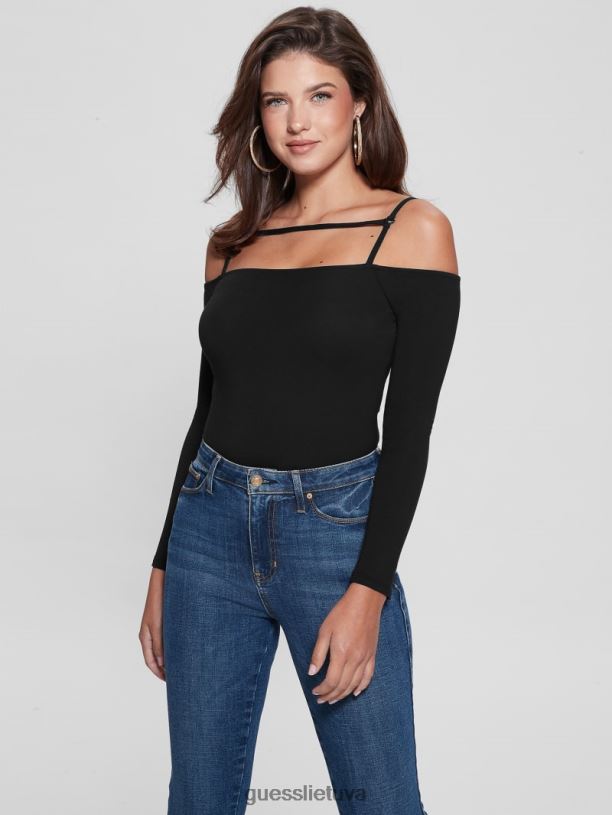 moterys GUESS 6NLN1399 drabužiai juodas eko malaya pakinktas bodis