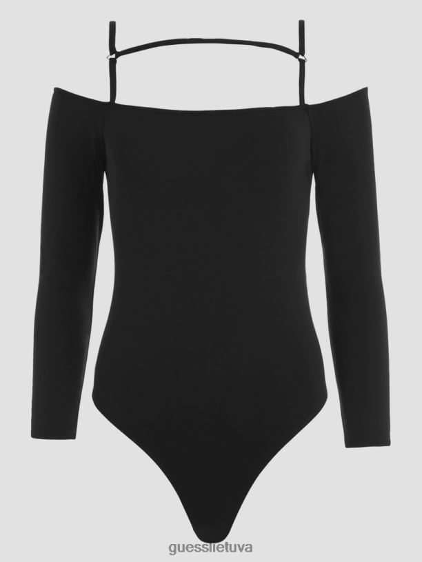 moterys GUESS 6NLN1399 drabužiai juodas eko malaya pakinktas bodis