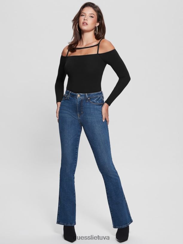 moterys GUESS 6NLN1399 drabužiai juodas eko malaya pakinktas bodis