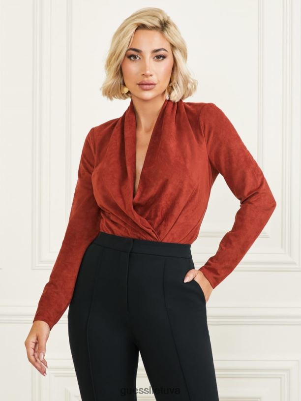 moterys GUESS 6NLN1468 drabužiai tamsiai uogienė raudona Hudson bodis