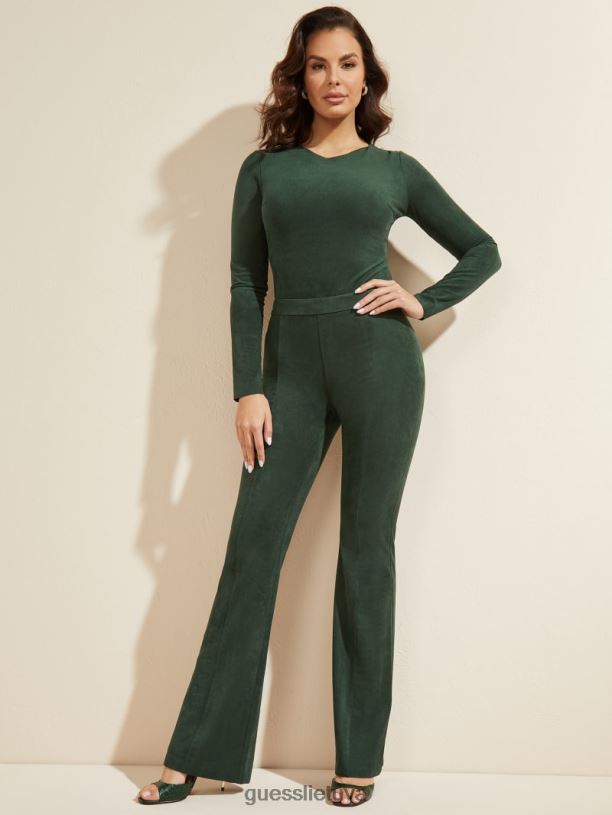 moterys GUESS 6NLN1470 drabužiai šenilinė žalia Leonie bodis