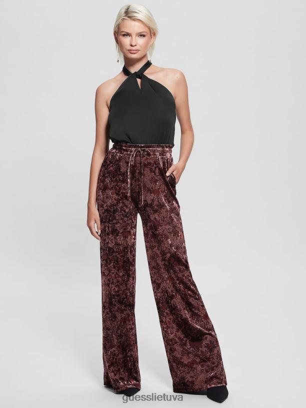 moterys GUESS 6NLN1486 drabužiai juodas ekologinis viržių apynasris bodis