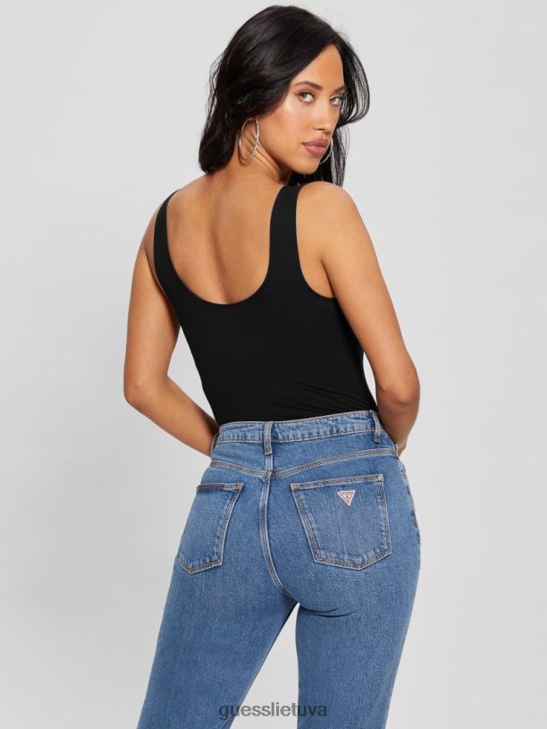 moterys GUESS 6NLN961 drabužiai juodas klasikinis logotipu bodis