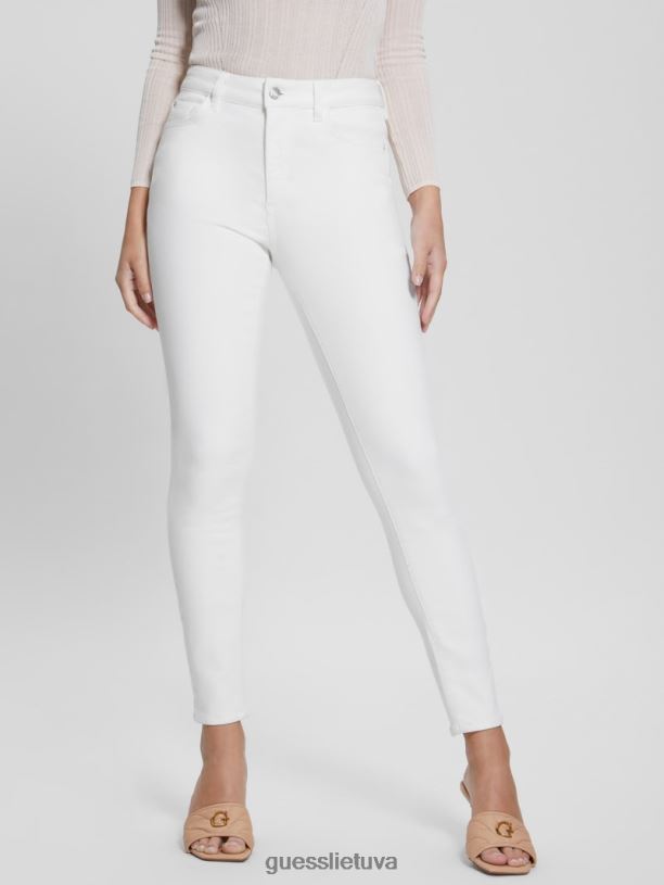 moterys GUESS 6NLN104 drabužiai visiškai baltas alfa aukštybiniai siauri džinsai