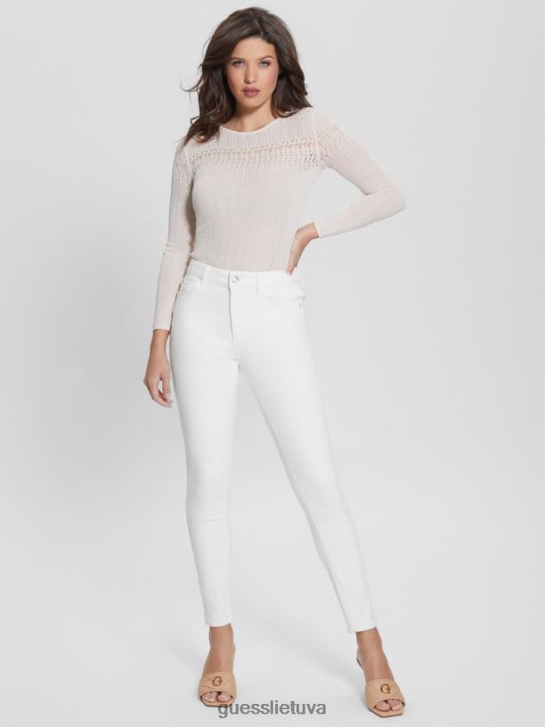 moterys GUESS 6NLN104 drabužiai visiškai baltas alfa aukštybiniai siauri džinsai