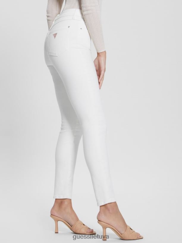 moterys GUESS 6NLN104 drabužiai visiškai baltas alfa aukštybiniai siauri džinsai