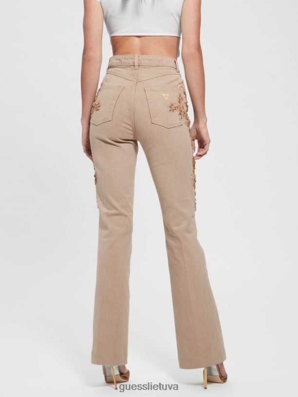 moterys GUESS 6NLN118 drabužiai auksinis romas Populiarūs 70-ųjų puošti platėjantys džinsai