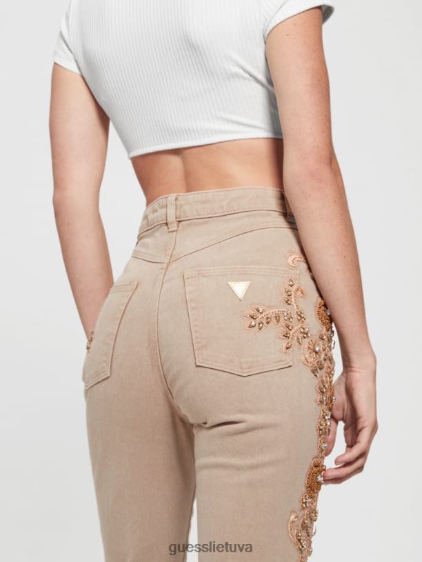 moterys GUESS 6NLN118 drabužiai auksinis romas Populiarūs 70-ųjų puošti platėjantys džinsai