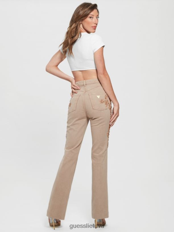 moterys GUESS 6NLN118 drabužiai auksinis romas Populiarūs 70-ųjų puošti platėjantys džinsai