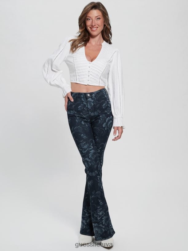 moterys GUESS 6NLN127 drabužiai laukinių gėlių lazerinis spaudinys eko adeline gėlėti platėjantys džinsai