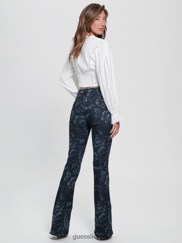 moterys GUESS 6NLN127 drabužiai laukinių gėlių lazerinis spaudinys eko adeline gėlėti platėjantys džinsai