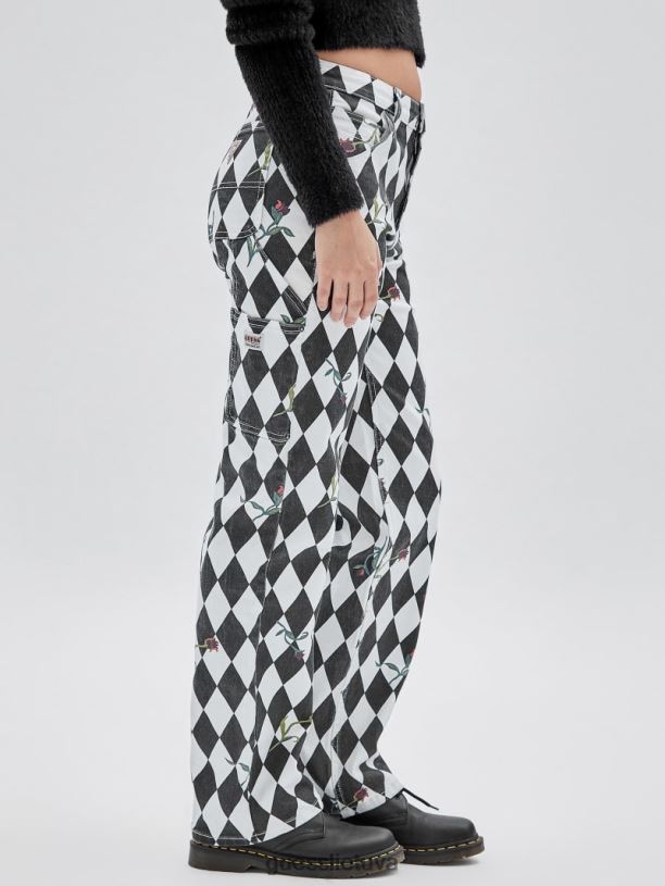 moterys GUESS 6NLN147 drabužiai juodas multi originalūs deimantiniai dailidės džinsai