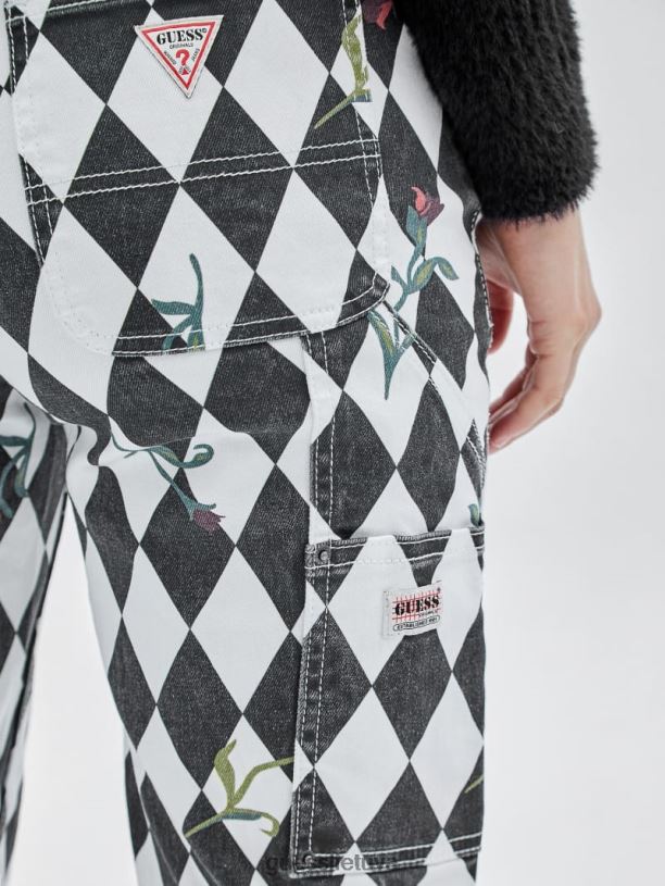 moterys GUESS 6NLN147 drabužiai juodas multi originalūs deimantiniai dailidės džinsai
