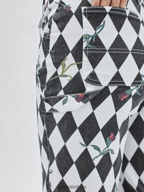 moterys GUESS 6NLN147 drabužiai juodas multi originalūs deimantiniai dailidės džinsai