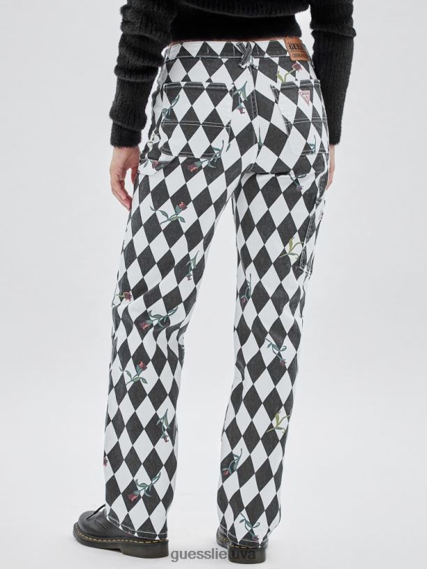 moterys GUESS 6NLN147 drabužiai juodas multi originalūs deimantiniai dailidės džinsai