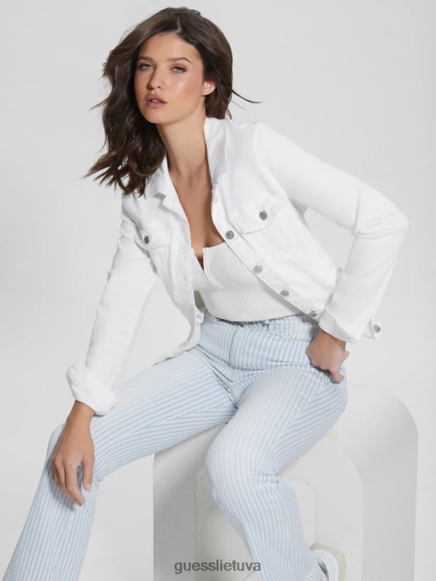 moterys GUESS 6NLN15 drabužiai optika balta Seksuali džinsinė striukė