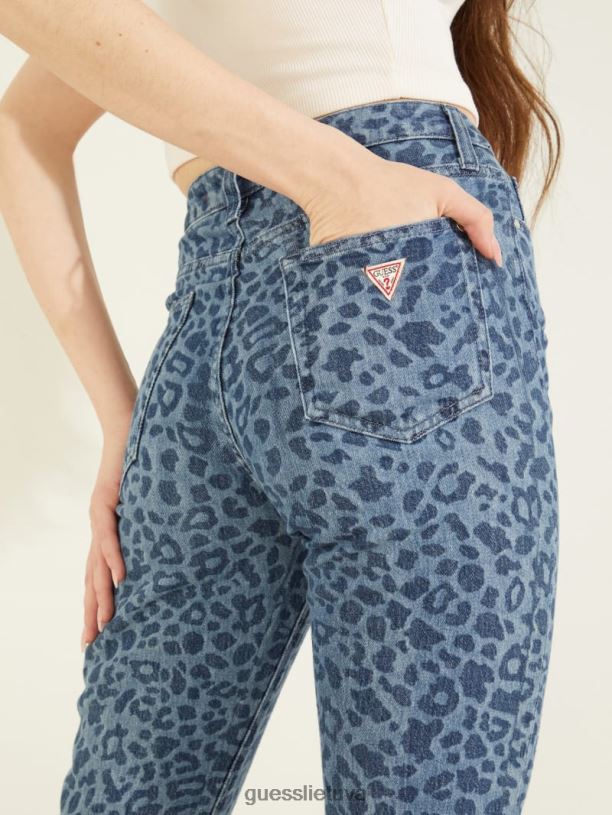moterys GUESS 6NLN199 drabužiai liūtas nefritas Ekologiški leopardiniai džinsai