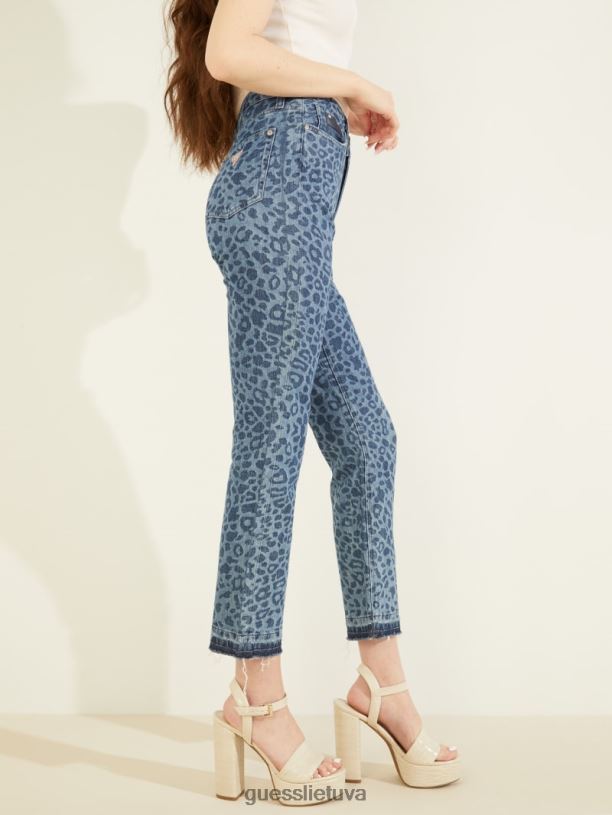 moterys GUESS 6NLN199 drabužiai liūtas nefritas Ekologiški leopardiniai džinsai