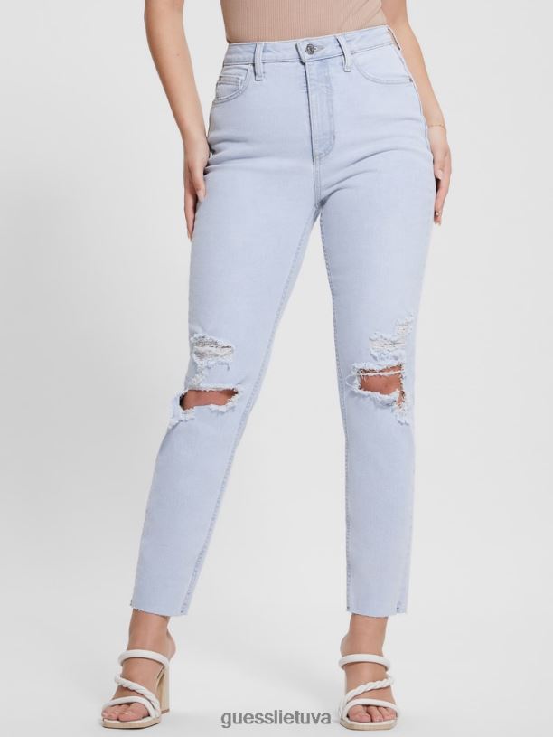 moterys GUESS 6NLN19 drabužiai ryškus akmuo mėlynas eko sunaikinti mama džinsai