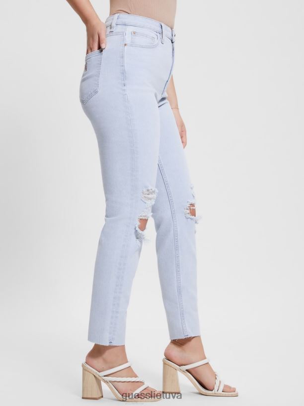 moterys GUESS 6NLN19 drabužiai ryškus akmuo mėlynas eko sunaikinti mama džinsai