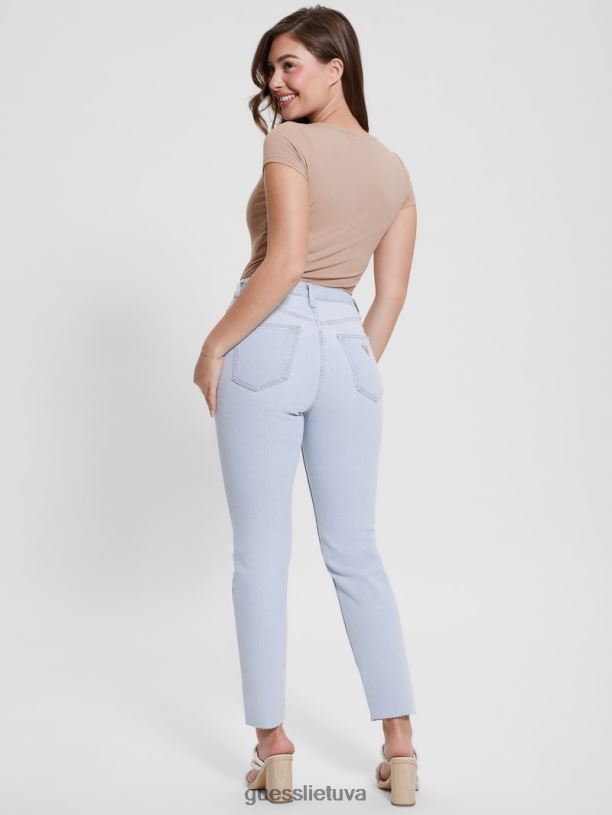 moterys GUESS 6NLN19 drabužiai ryškus akmuo mėlynas eko sunaikinti mama džinsai