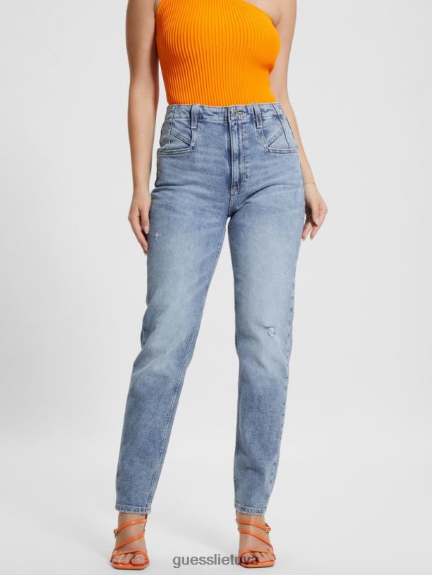 moterys GUESS 6NLN1 drabužiai teatras ekologinio siaurėjančio kirpimo mama džinsai