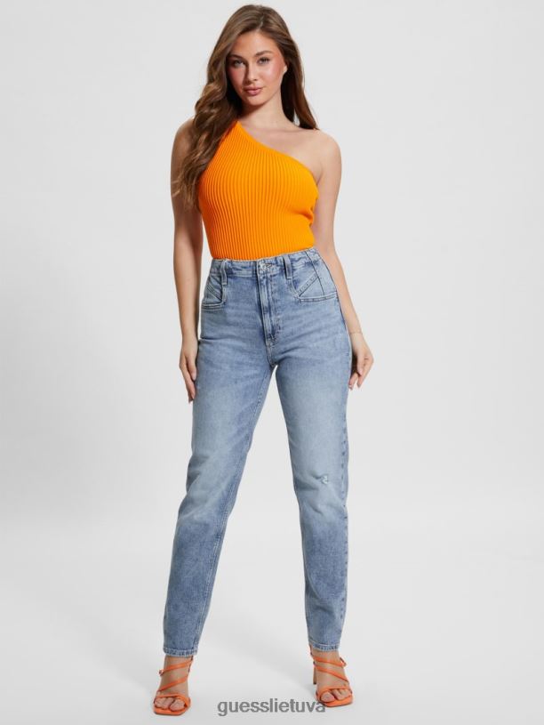 moterys GUESS 6NLN1 drabužiai teatras ekologinio siaurėjančio kirpimo mama džinsai