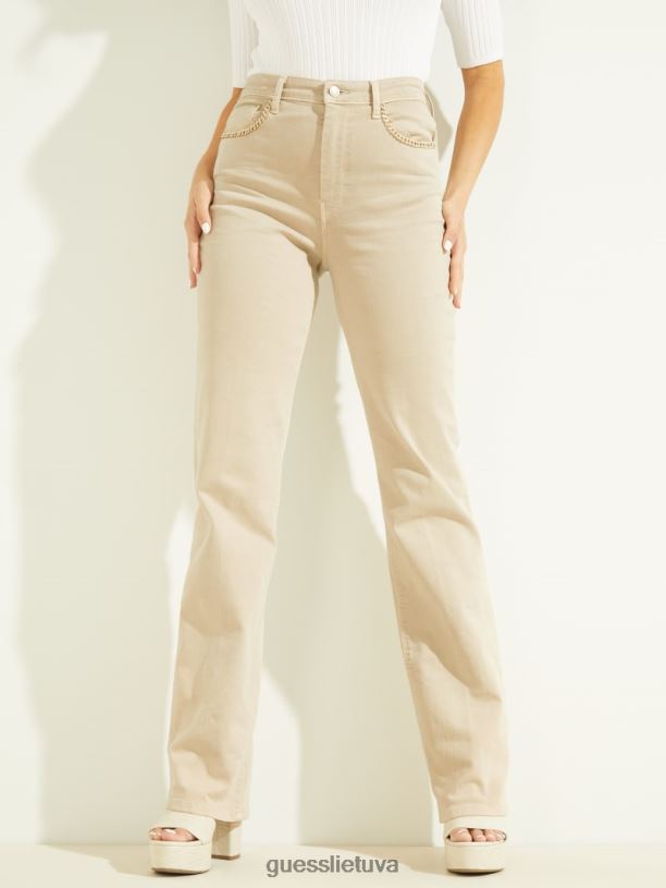 moterys GUESS 6NLN217 drabužiai mėnulio akmuo Ekologiški 80-ųjų grandininiai tiesūs džinsai