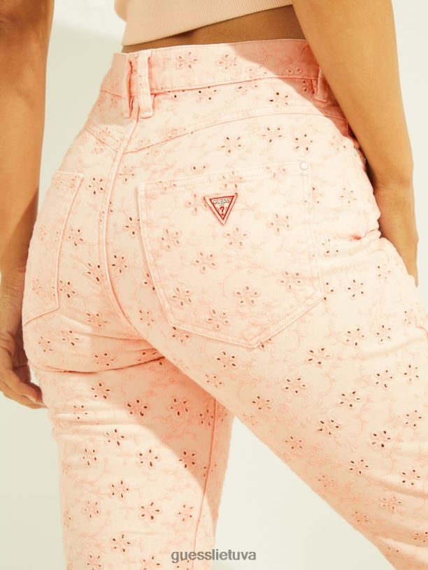 moterys GUESS 6NLN243 drabužiai Florida rožinė 1981 m. tiesūs džinsai su kilpa