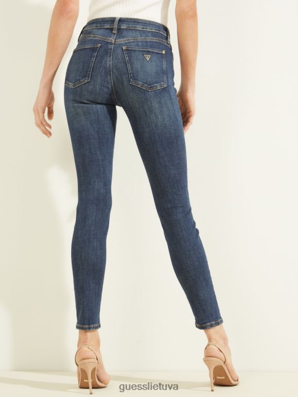 moterys GUESS 6NLN244 drabužiai mėlyna laguna alfa aukštybiniai siauri džinsai