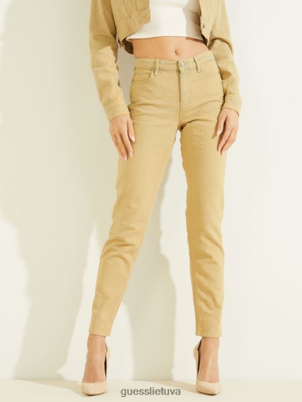 moterys GUESS 6NLN257 drabužiai spalvos kubas geltonas 1981 m. dažyti geo skinny džinsai