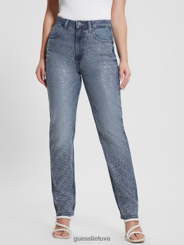 moterys GUESS 6NLN25 drabužiai kelionė Kalnų krištoliniai quattro g mom džinsai
