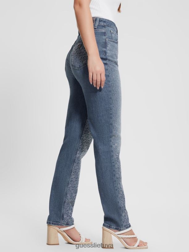 moterys GUESS 6NLN25 drabužiai kelionė Kalnų krištoliniai quattro g mom džinsai