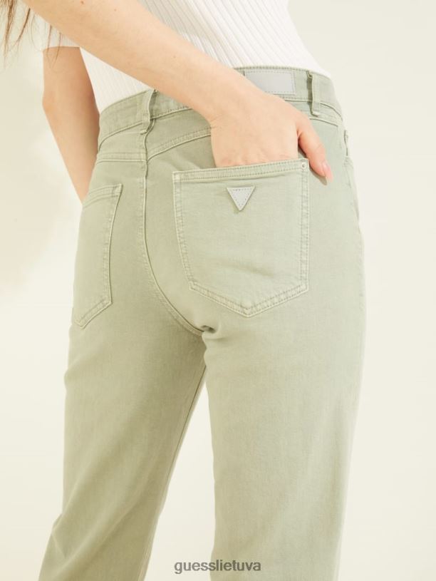 moterys GUESS 6NLN275 drabužiai lengvas matcha multi 1981 metų tiesūs džinsai su manžetais