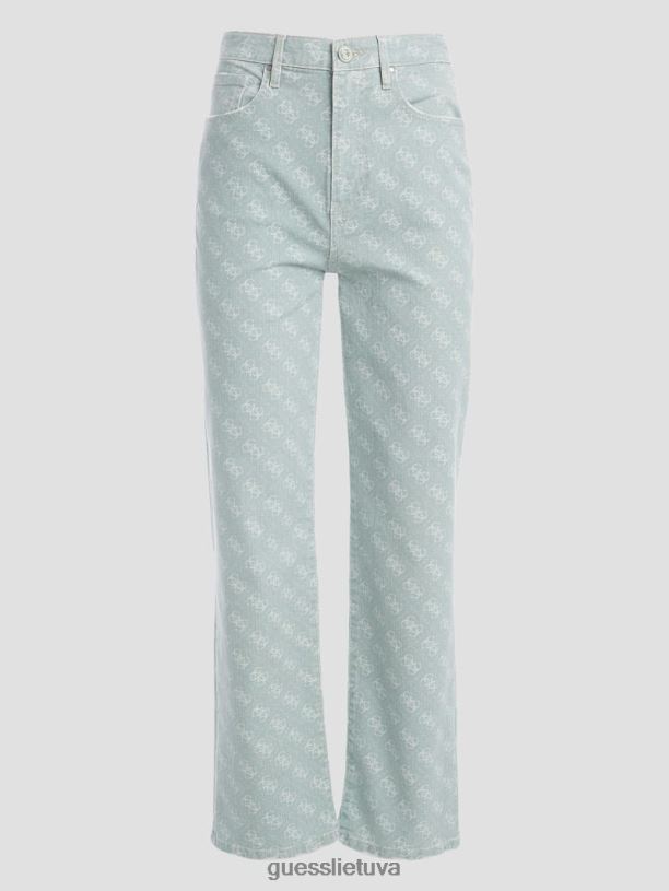 moterys GUESS 6NLN283 drabužiai miglota žalia džinsai melrose quattro g print