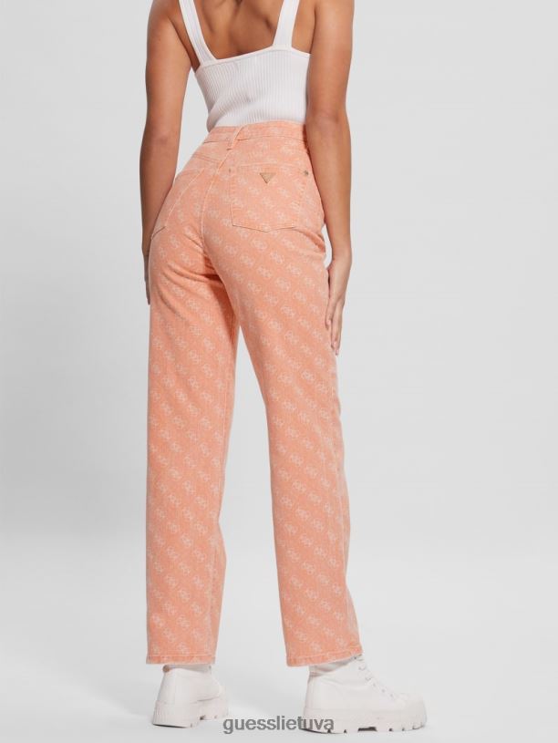 moterys GUESS 6NLN290 drabužiai abrikosų sultys džinsai melrose quattro g print