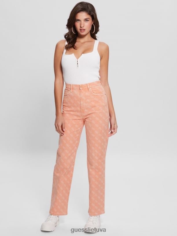 moterys GUESS 6NLN290 drabužiai abrikosų sultys džinsai melrose quattro g print