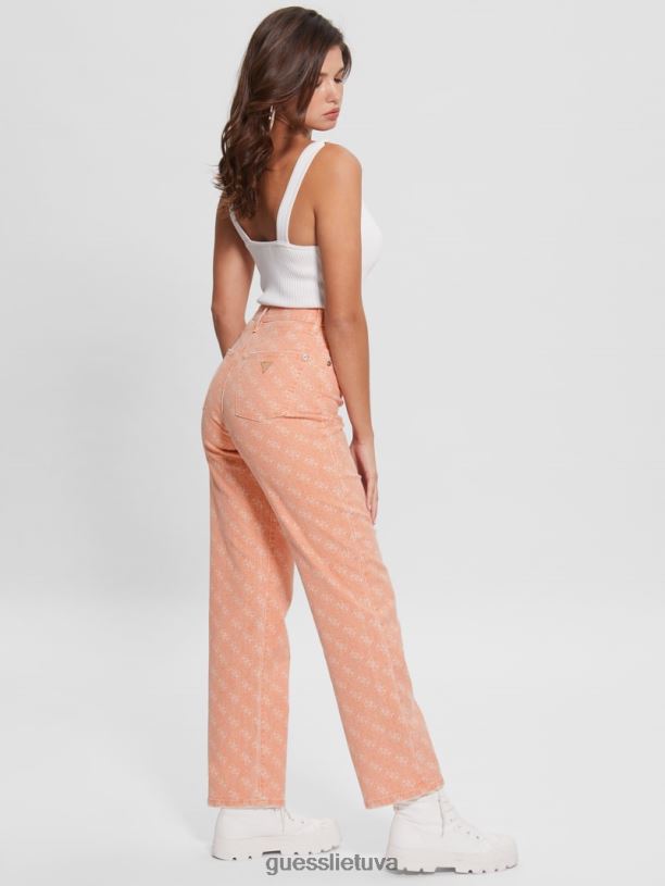 moterys GUESS 6NLN290 drabužiai abrikosų sultys džinsai melrose quattro g print