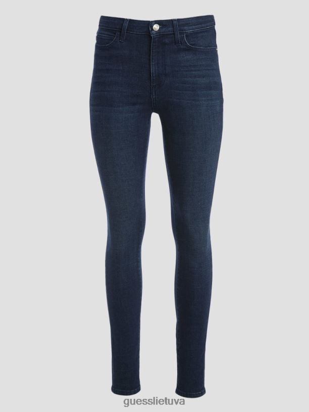 moterys GUESS 6NLN36 drabužiai mėlynos lagūnos indigo plovimas 1981 metų siauri džinsai