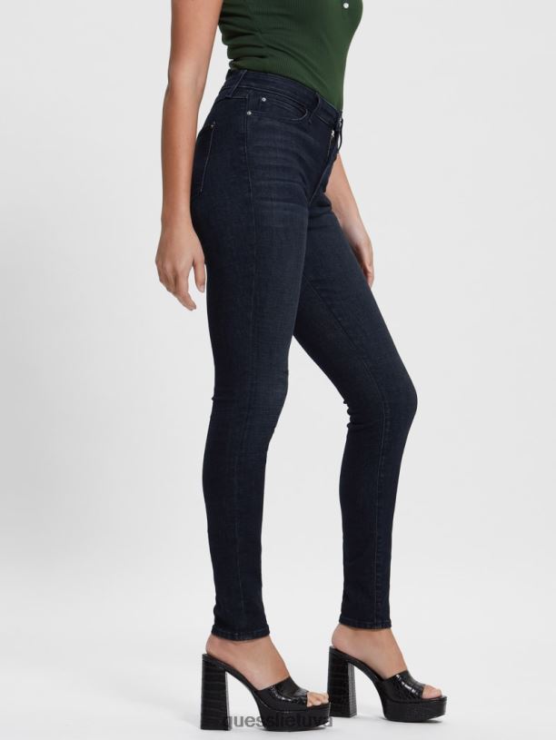 moterys GUESS 6NLN36 drabužiai mėlynos lagūnos indigo plovimas 1981 metų siauri džinsai