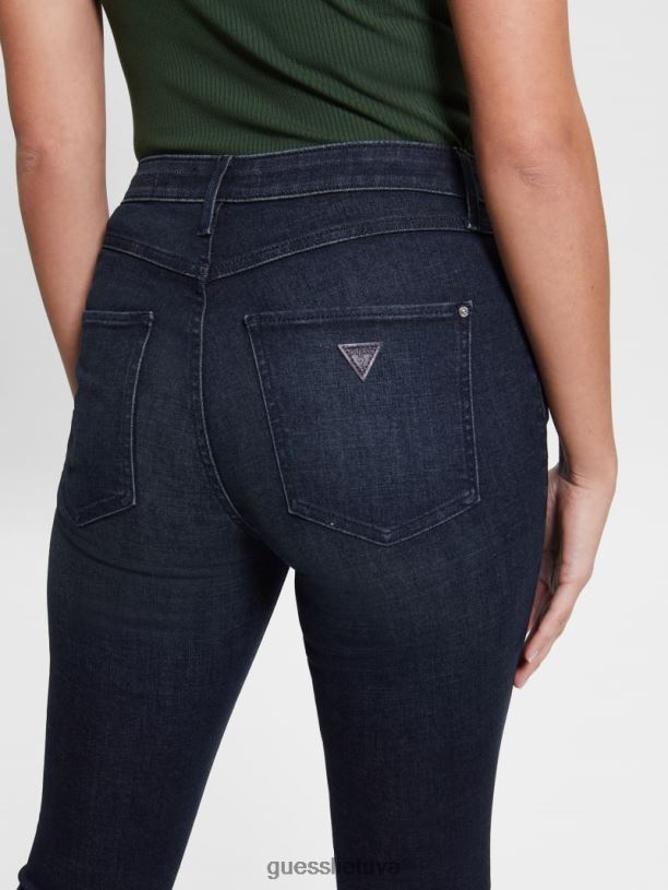 moterys GUESS 6NLN36 drabužiai mėlynos lagūnos indigo plovimas 1981 metų siauri džinsai