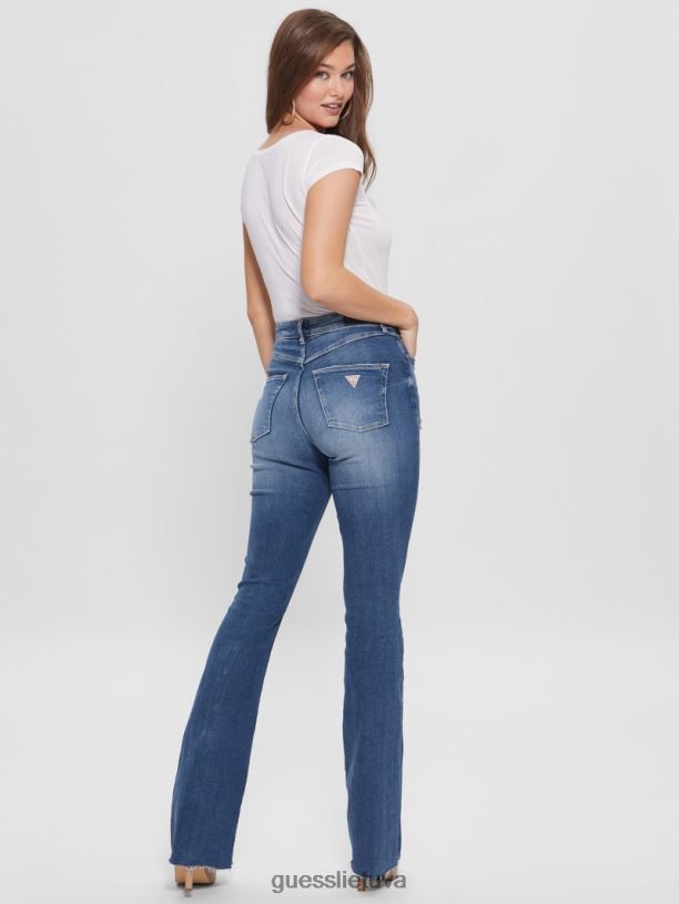 moterys GUESS 6NLN44 drabužiai kaliciklo vidurio 70-ųjų ekopop platėjantys džinsai