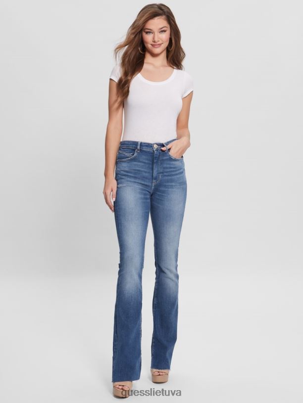 moterys GUESS 6NLN44 drabužiai kaliciklo vidurio 70-ųjų ekopop platėjantys džinsai