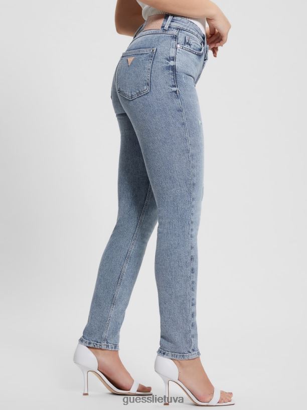 moterys GUESS 6NLN5 drabužiai teatras 1981 m. atidengti siauri džinsai su mygtukais
