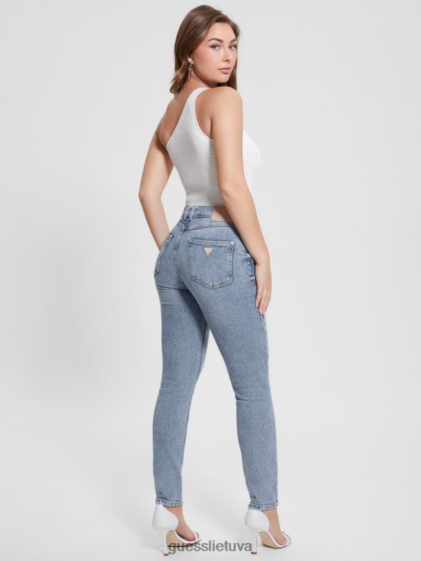 moterys GUESS 6NLN5 drabužiai teatras 1981 m. atidengti siauri džinsai su mygtukais