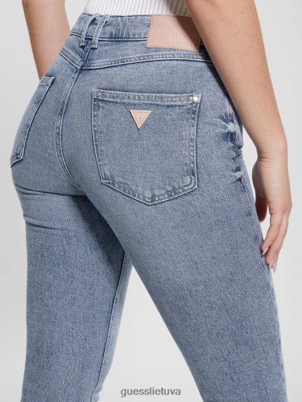 moterys GUESS 6NLN5 drabužiai teatras 1981 m. atidengti siauri džinsai su mygtukais