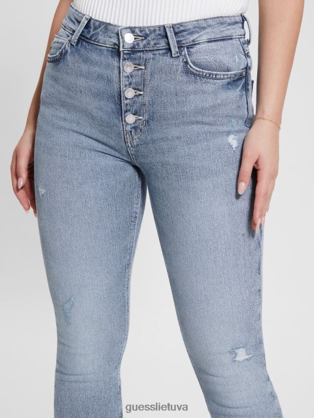 moterys GUESS 6NLN5 drabužiai teatras 1981 m. atidengti siauri džinsai su mygtukais