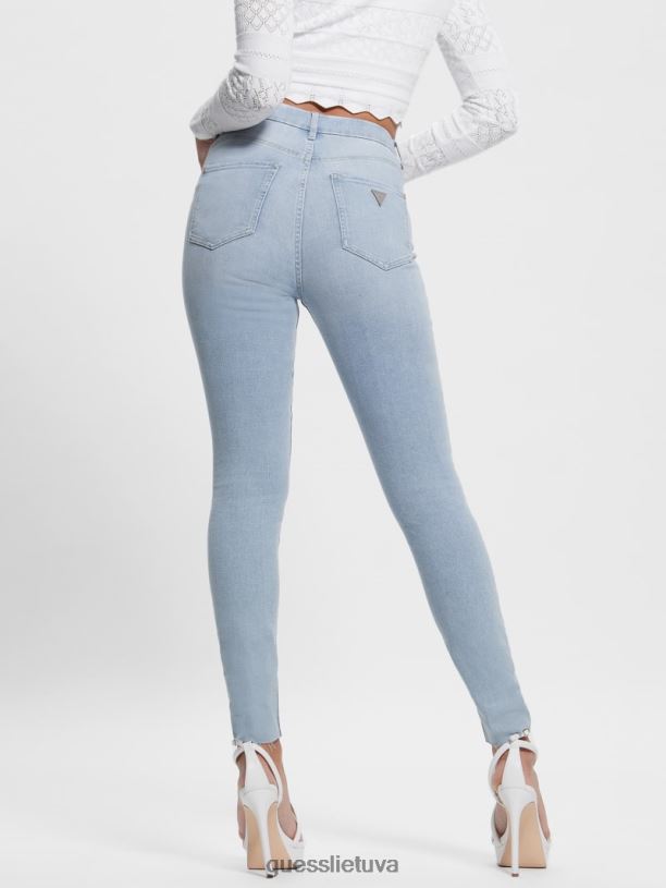 moterys GUESS 6NLN69 drabužiai celestito indigo „Eco icon“ aukšti siauri džinsai